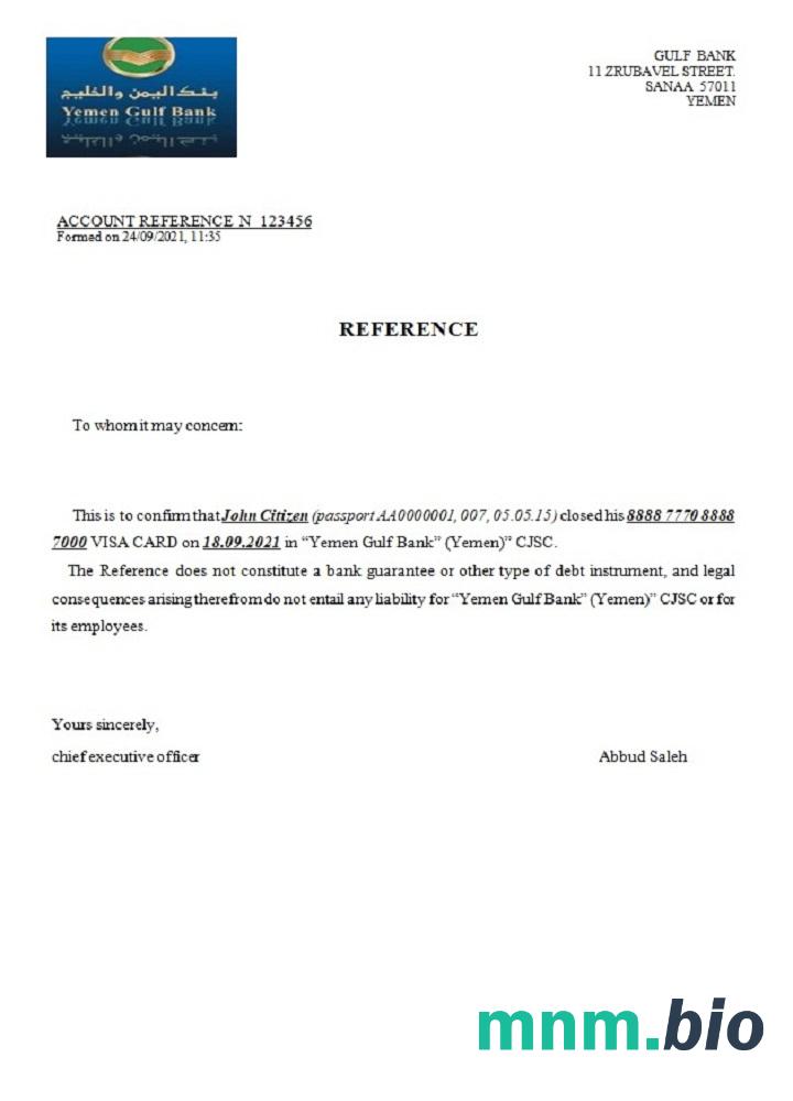Przykład zamknięcia banku w zatoce jemeńskiej w formatach Word i PDF